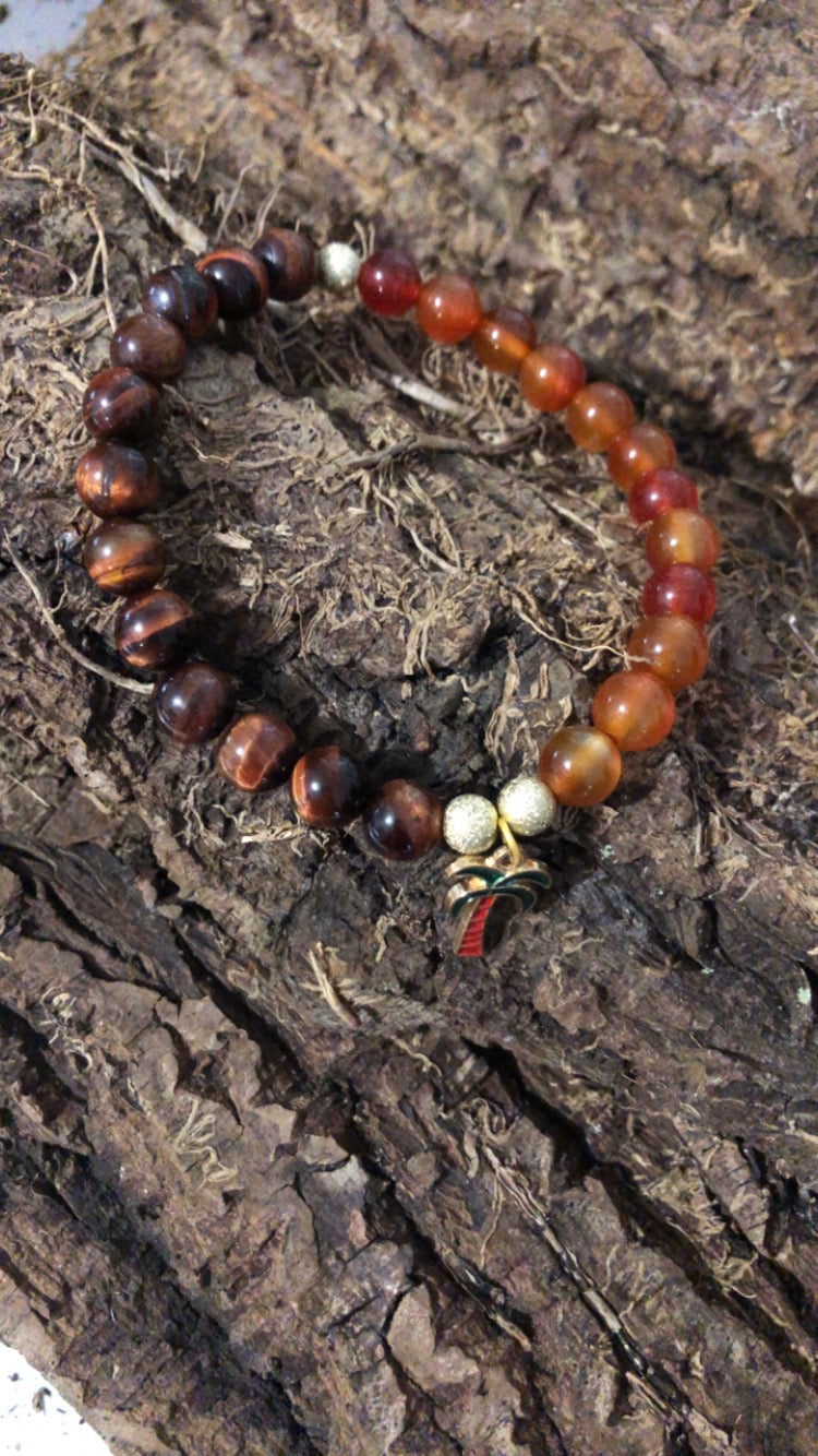 Bracelet œil de taureau & cornaline